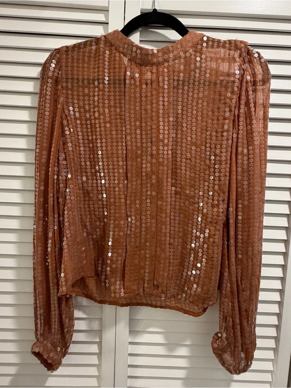 J.Crew Sequined Long-Sleeve Blouse in Caramel